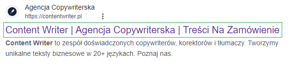 Meta title agencji Content Writer