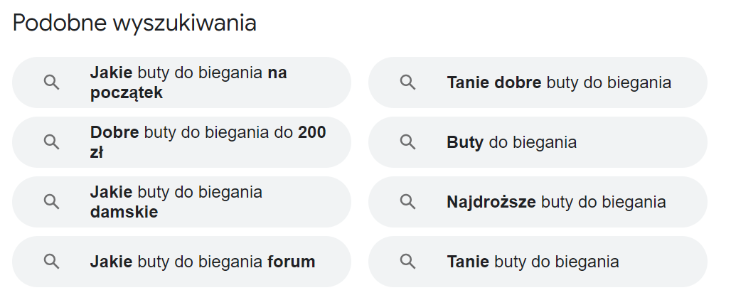 Podobne wyszukiwania Google - screen