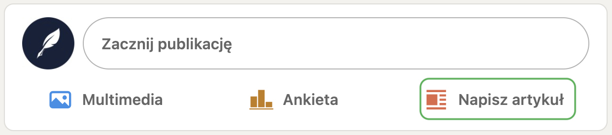 Pisanie artykułu na LinkedIn (screen)