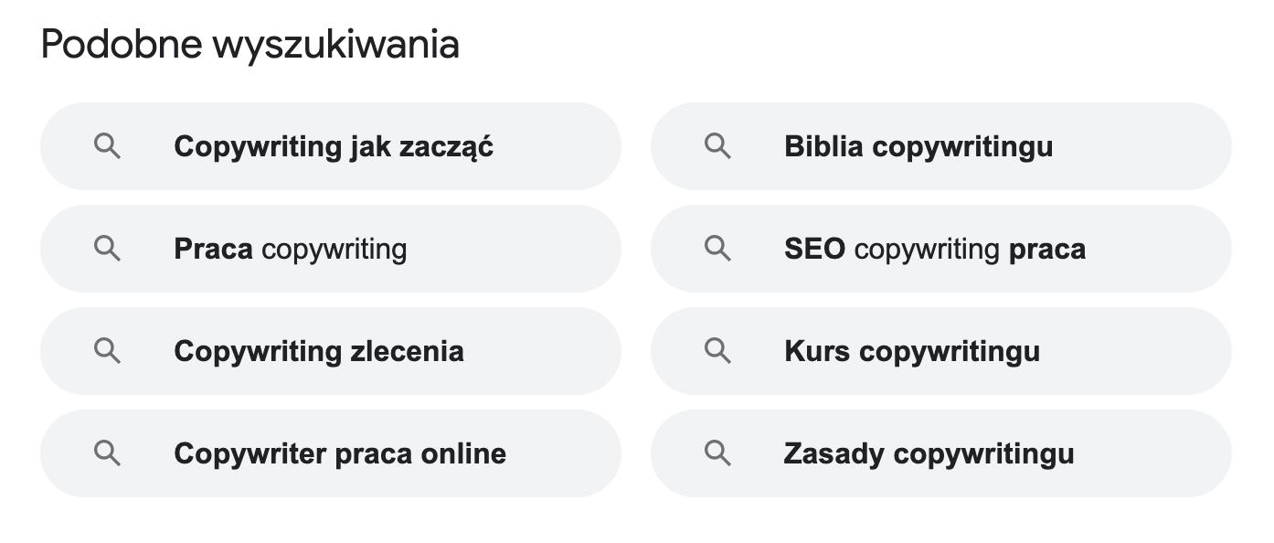 podobne wyszukiwania google