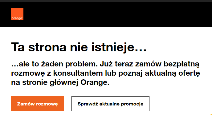Strona błędu 404 orange.pl