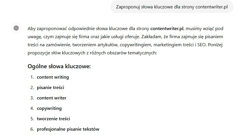 Badanie słów kluczowych - screen