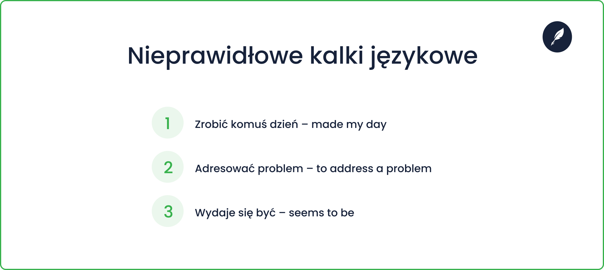 Nieprawidłowe kalki językowe w języku polskim (grafika)